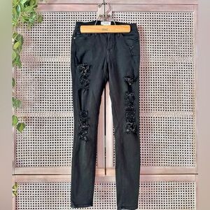 FRAME - distressed stretch jeans, black 26